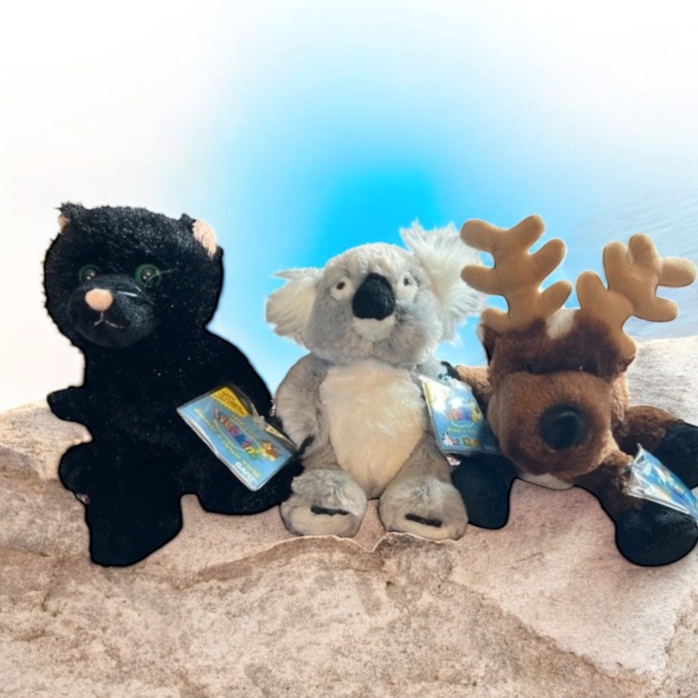 Lot of 3 Ganz Webkinz Plush Animals NWT – Cat,‎ Koala, Reindeer 8” Stuffed Toys